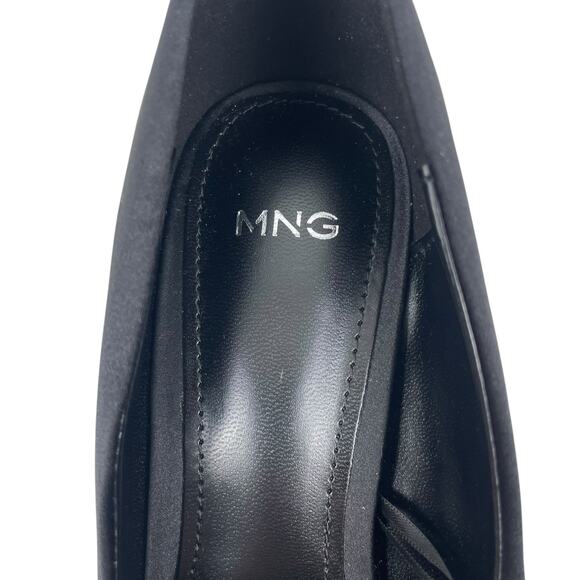 Mango Satin Pointed Toe Heel Pump with Buckle Black Size 37/ 6.5 - Picture 13 of 13